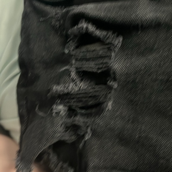Black Ripped High Ride Jean Shorts - Picture 4 of 5